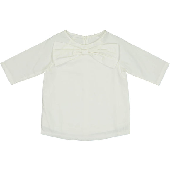 Teela Girls' FAY Bow White Solid Shirt