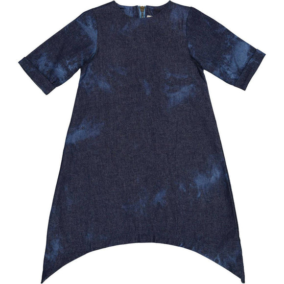 Teela Girls' Faded Dark Denim Tail Dress
