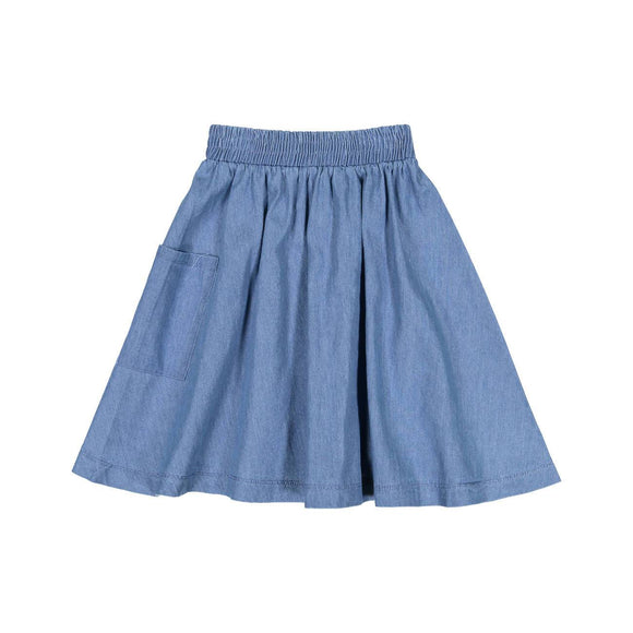 Teela Girls' Light Denim 1-Pocket Skirt