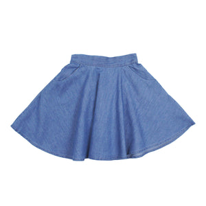 Teela Girls' Light Denim Pocket Skirt