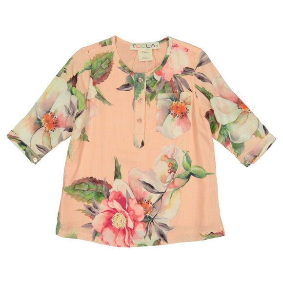 Teela Girls' ZOE Floral Tunic Peach Top
