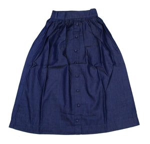 Teela Long Knit Button Dark Denim Skirt - Young Timers Boutique
