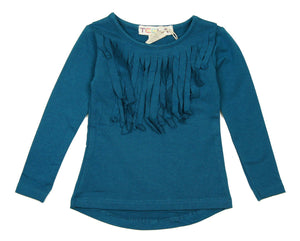 Teela Teal Fringe T-shirt - Young Timers Boutique
